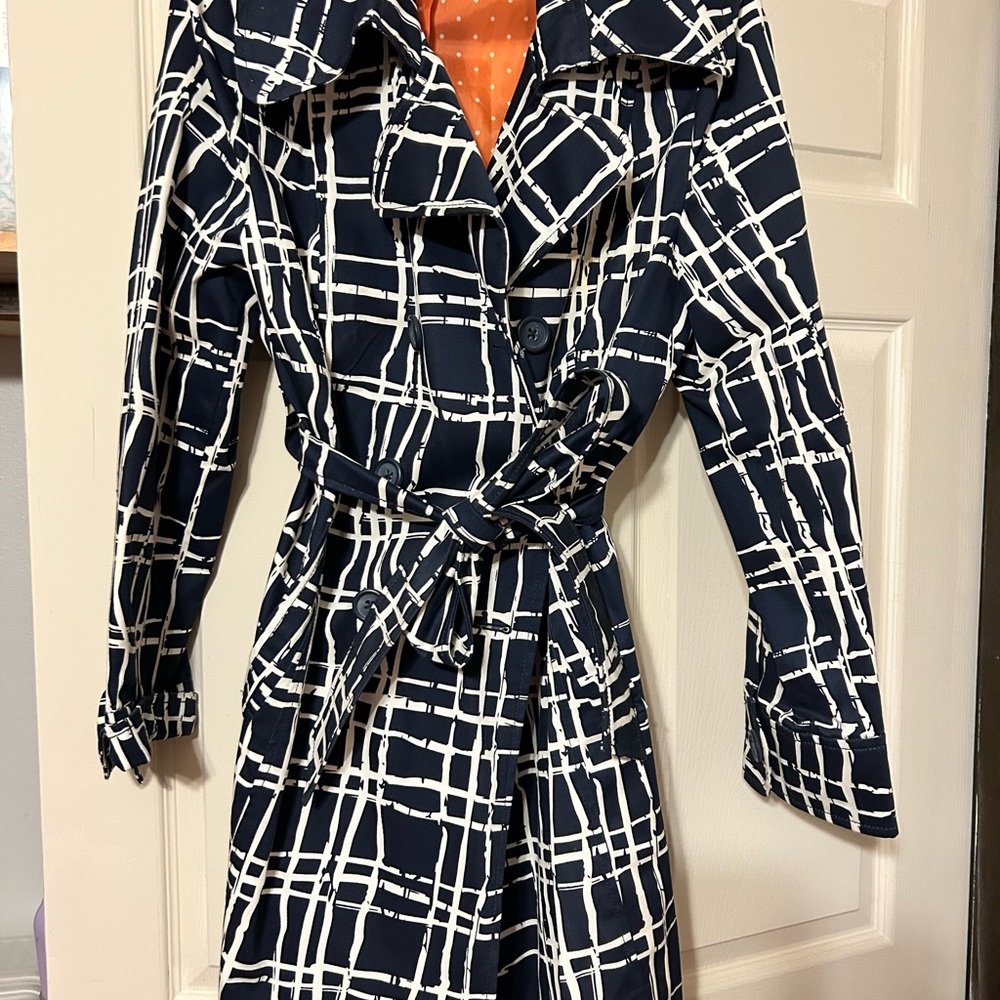 Merona Navy and White Trench Coat